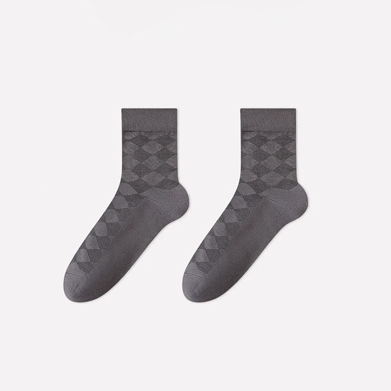 Soft Argyle Knit Quarter Socks(4 Pairs) - Dark Gray - EU40-45(US7-11) - image 4