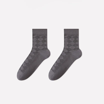 Soft Argyle Knit Quarter Socks(4 Pairs) - Dark Gray - EU40-45(US7-11) - image 4