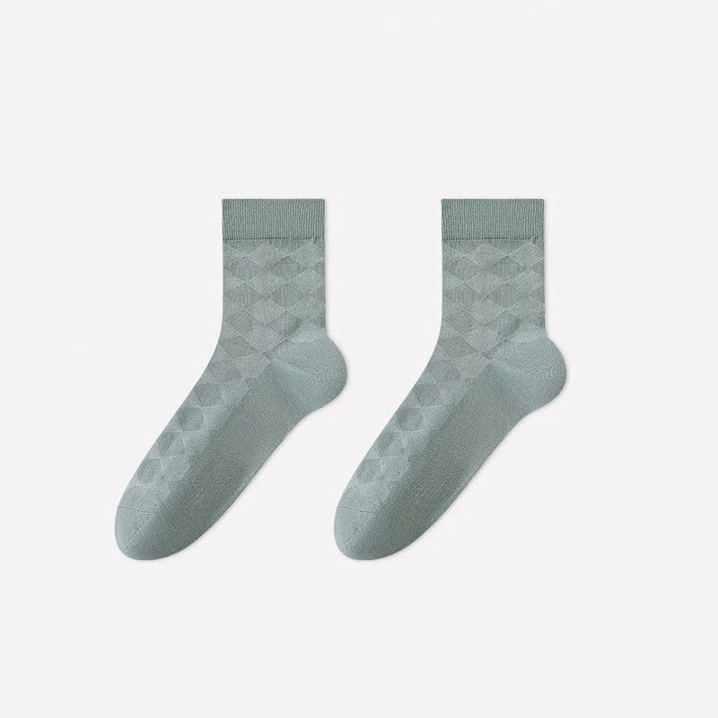 Soft Argyle Knit Quarter Socks(4 Pairs) - Green - EU40-45(US7-11) - image 8