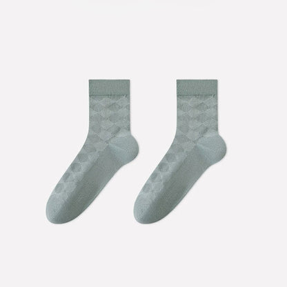 Soft Argyle Knit Quarter Socks(4 Pairs) - Green - EU40-45(US7-11) - image 8