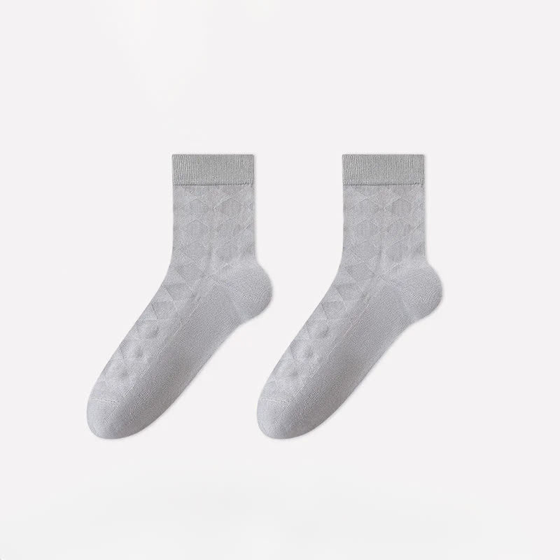 Soft Argyle Knit Quarter Socks(4 Pairs) - Light Gray - EU40-45(US7-11) - image 9