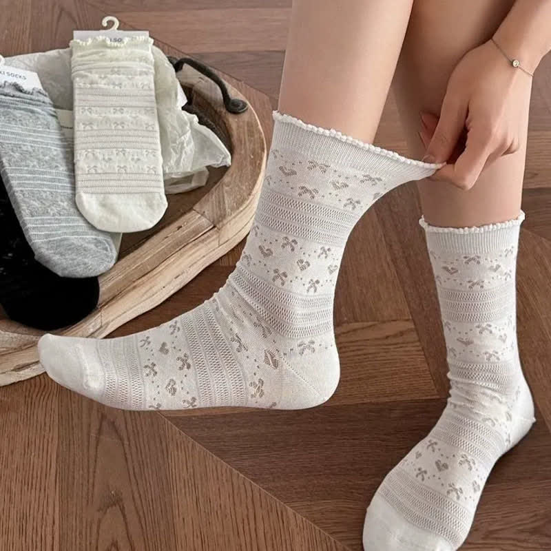 Soft Jacquard Quarter Socks(5 Pairs) - image 2
