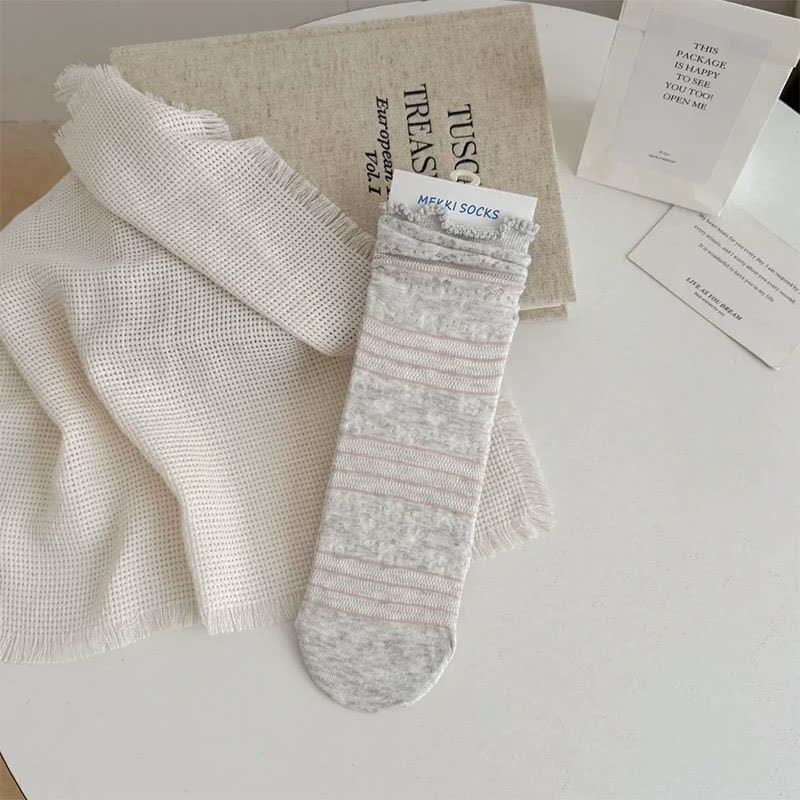 Soft Jacquard Quarter Socks(5 Pairs) - Light Gray - EU35-41(US2-7.5) - image 3