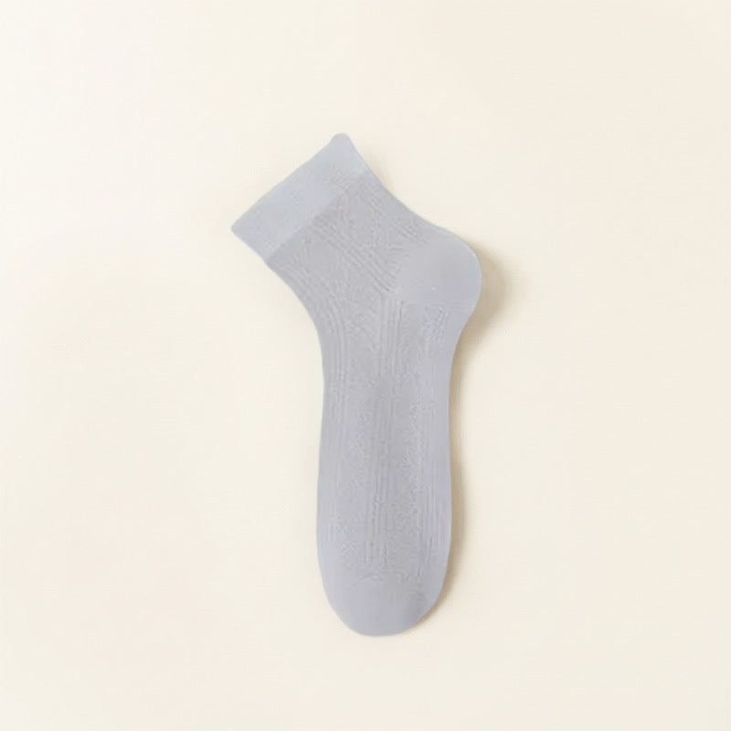 Sheer Mesh Quarter Socks(5 Pairs) - Light Gray - EU40-44(US7-10) - image 4