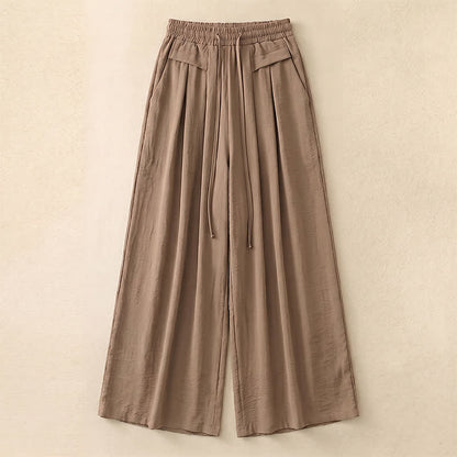 Soft Stretch Wide Leg Casual Pants - Khaki - 5XL - image 0