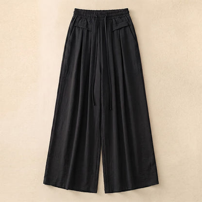 Soft Stretch Wide Leg Casual Pants - Black - 5XL - image 14