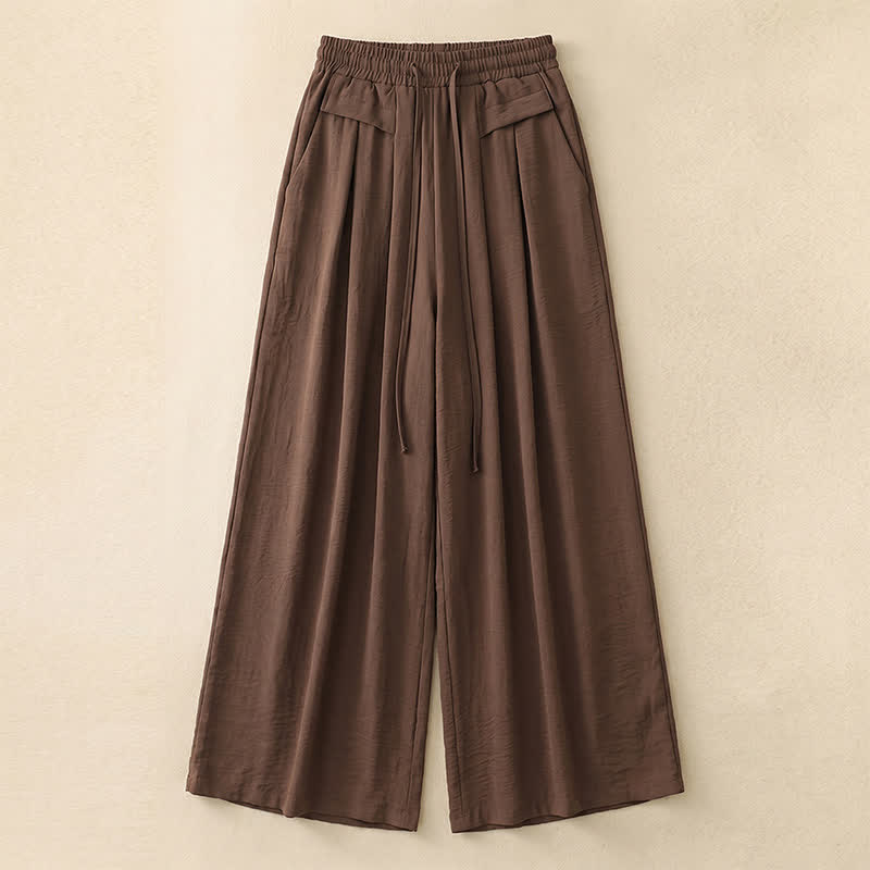 Soft Stretch Wide Leg Casual Pants - Coffee - 5XL - image 13