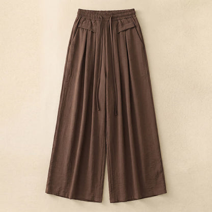 Soft Stretch Wide Leg Casual Pants - Coffee - 5XL - image 13