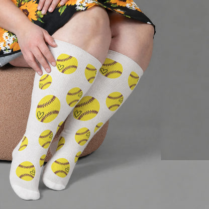 Plus Size Baseball Bow Ribbed Compression Socks - White(1 Pair) - 4XL - image 2