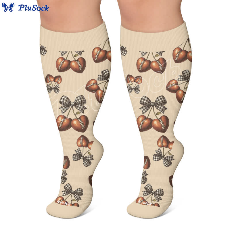 Plus Size Baseball Bow Ribbed Compression Socks - image 7