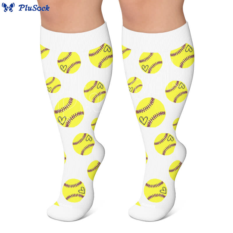 Plus Size Baseball Bow Ribbed Compression Socks - image 6