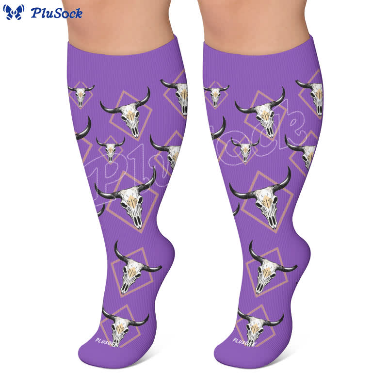 Plus Size Western Bull Skull Compression Socks - image 10