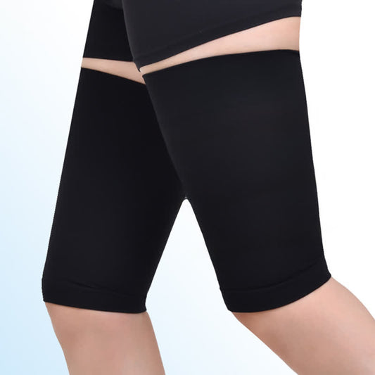 Seamless Anti Chafe Thigh Compression Sleeves - Black - 2XL - image 0