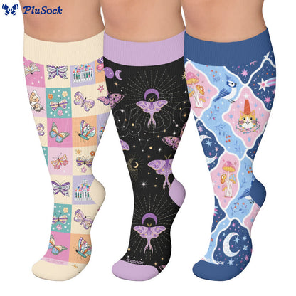 Plus Size Pastel Butterfly Compression Socks - image 0
