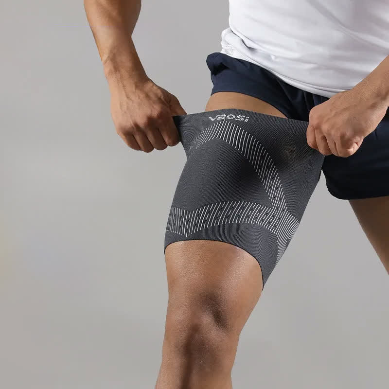 Seamless Performance Thigh Compression Sleeve - Dark Grey - XL - image 6