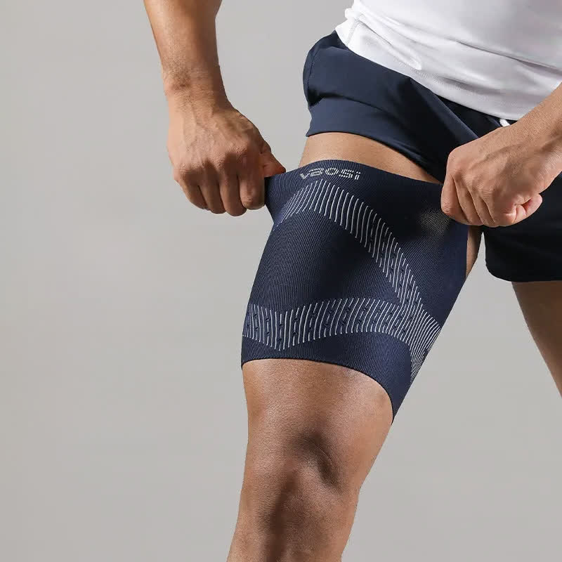 Seamless Performance Thigh Compression Sleeve - Navy Blue - XL - image 5