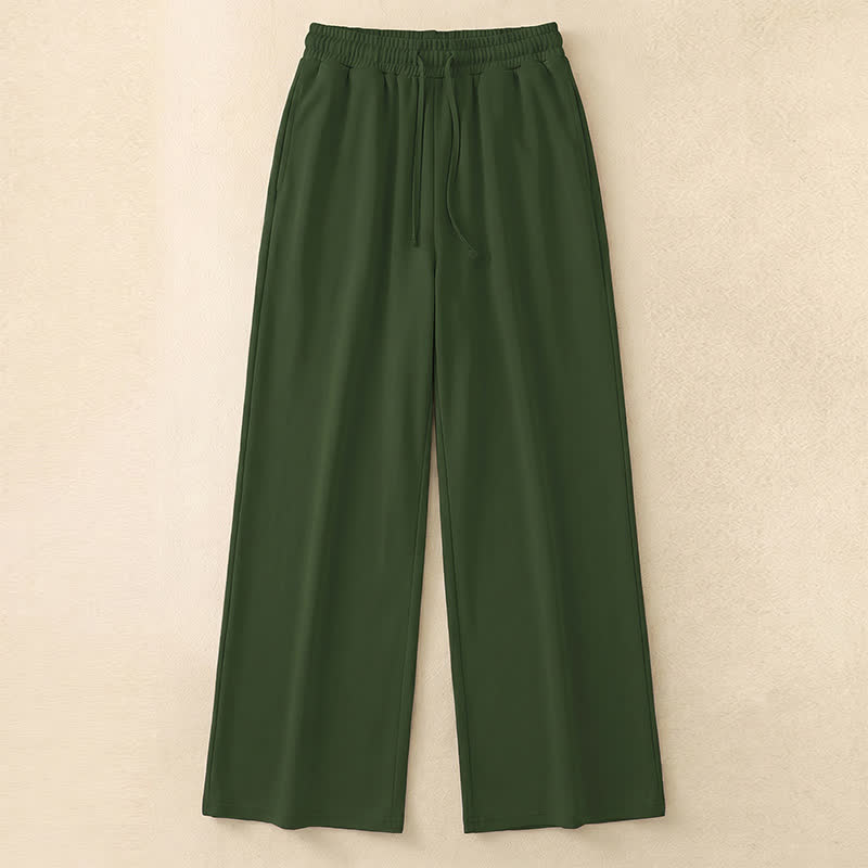 Heather Gray Wide Leg Lounge Pants - Army Green - 5XL - image 2