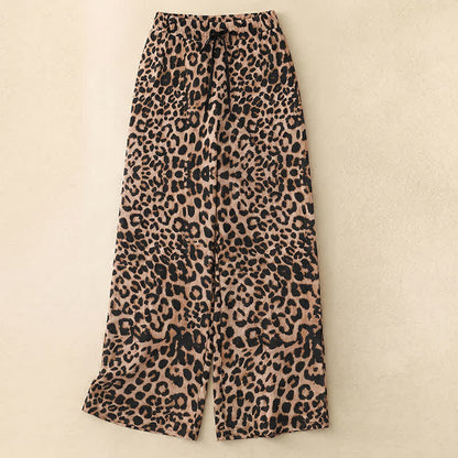 Heather Gray Wide Leg Lounge Pants - Coffee Leopard - 5XL - image 5
