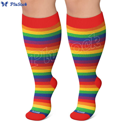 Plus Size Rainbow Stripe Compression Socks - image 5