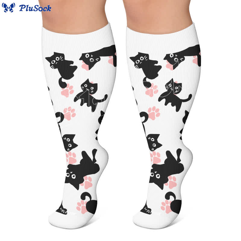 Plus Size White Cat Paw Compression Socks - image 5