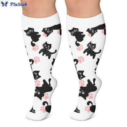Plus Size White Cat Paw Compression Socks - image 5