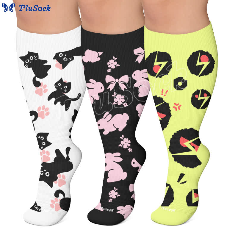Plus Size White Cat Paw Compression Socks - image 0