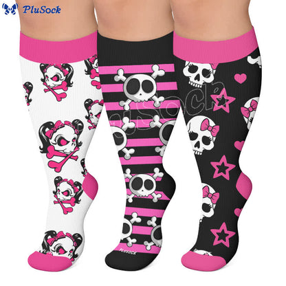 Plus Size Kawaii Skull Compression Socks - image 0