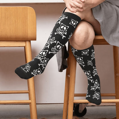 Plus Size Gothic Cat Compression Socks - Black(1 Pair) - 4XL - image 2