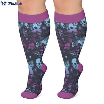 Plus Size Blue Skull Compression Socks - image 7