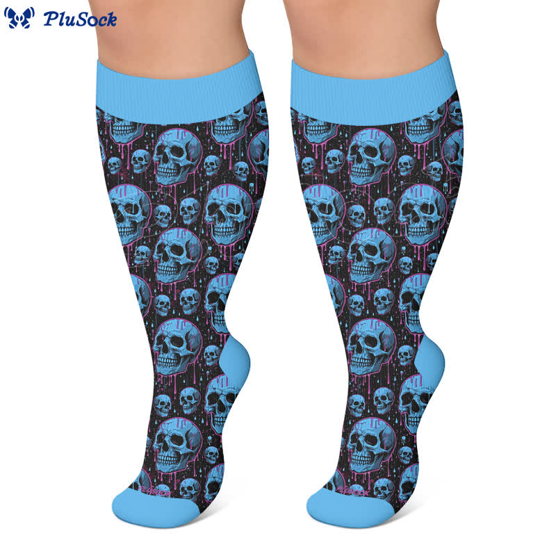 Plus Size Blue Skull Compression Socks - image 6