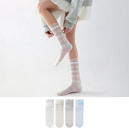 Sheer Bow Pattern Quarter Socks(4 Pairs) - image 0