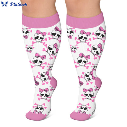 Plus Size Kawaii Skull Bow Compression Socks - image 5
