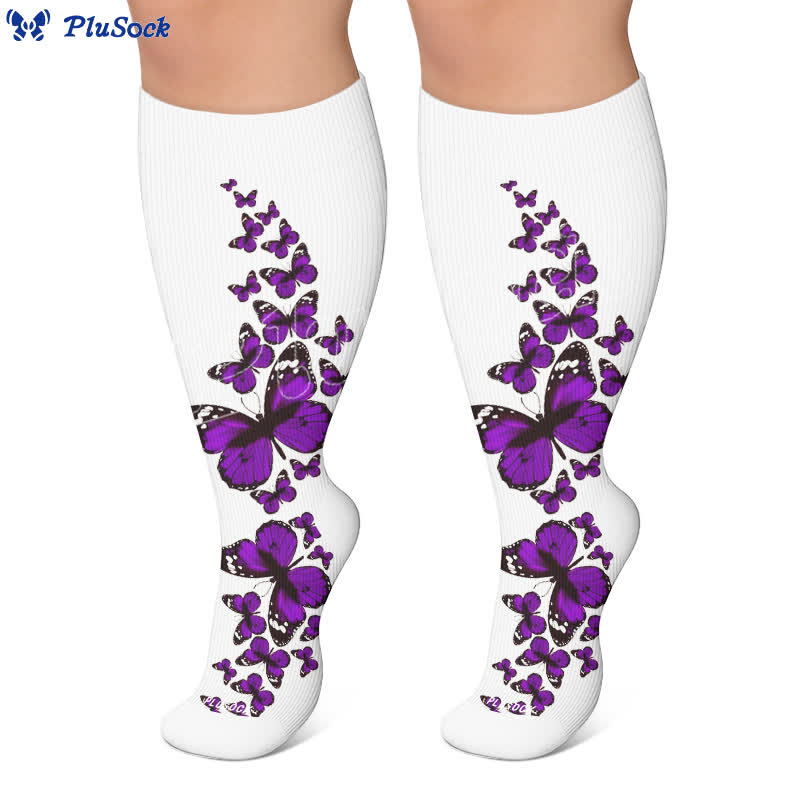 Plus Size Colorful Butterfly Compression Socks - image 5