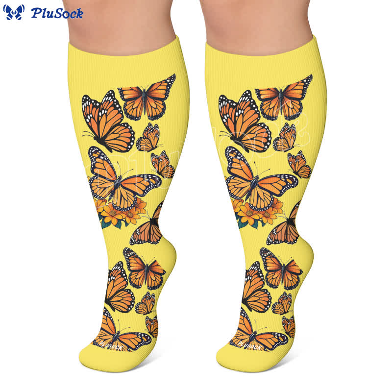 Plus Size Colorful Butterfly Compression Socks - image 6
