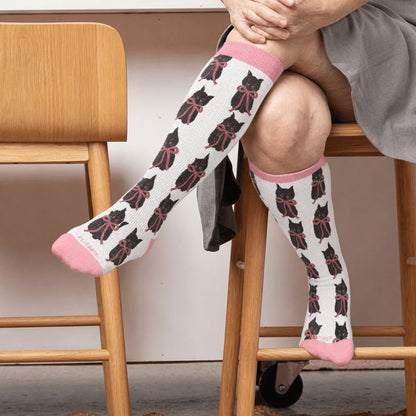 Plus Size Cherry Bow Cat Compression Socks - image 1