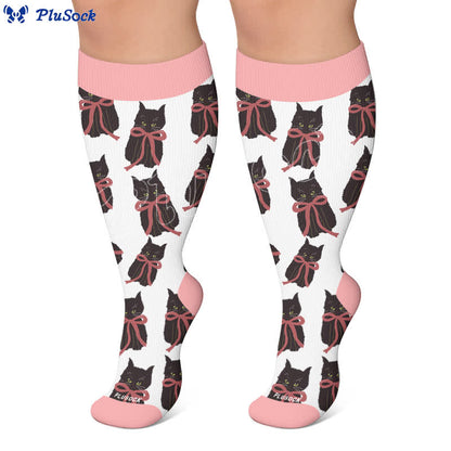 Plus Size Cherry Bow Cat Compression Socks - image 7