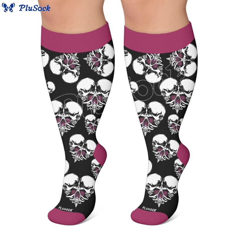 Plus Size Punk Skull Heart Compression Socks - image 7