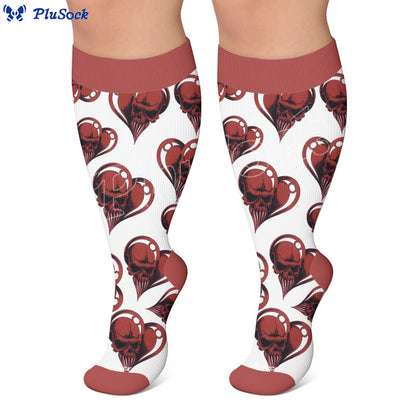 Plus Size Punk Skull Heart Compression Socks - image 5