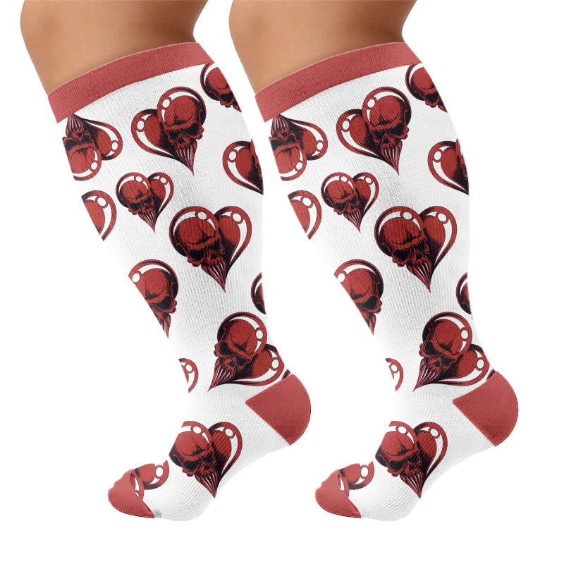 Plus Size Punk Skull Heart Compression Socks - image 8
