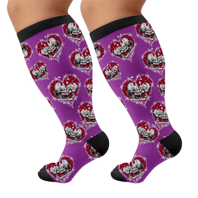 Plus Size Punk Skull Heart Compression Socks - image 9