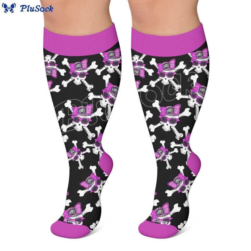 Plus Size Lace Up Skull Compression Socks - image 5