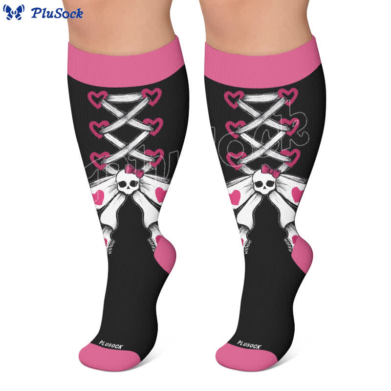 Plus Size Lace Up Skull Compression Socks - image 6
