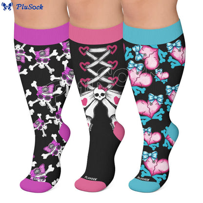 Plus Size Lace Up Skull Compression Socks - image 0