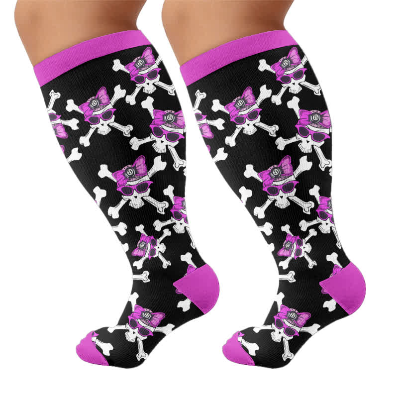 Plus Size Lace Up Skull Compression Socks - image 8