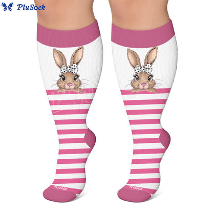 Plus Size Bunny Stripe Compression Socks - image 5