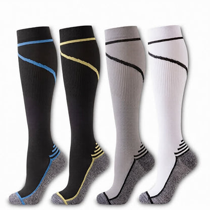 Contrast Stripe Compression Socks(4 Pairs) - Multicolor - S/M - image 6