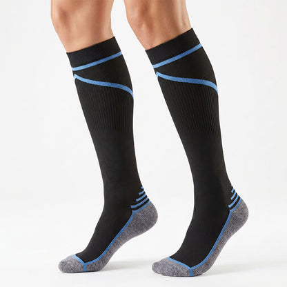 Contrast Stripe Compression Socks(4 Pairs) - Black - S/M - image 2