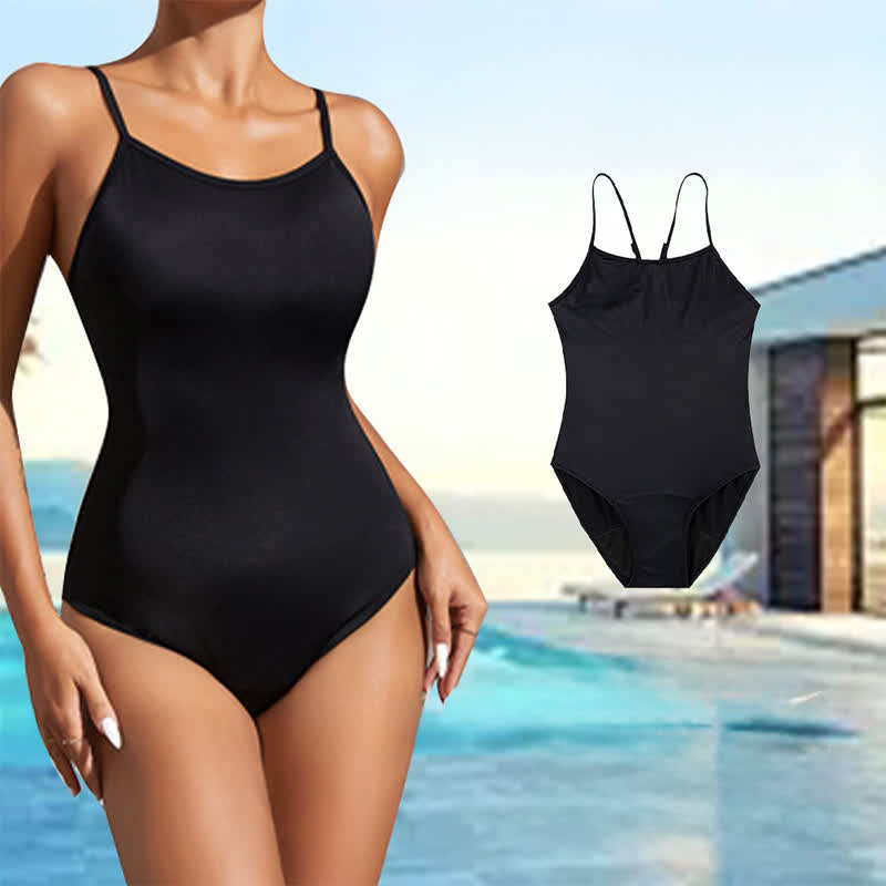 Minimalist Black One-Piece Swimsuit - Black - 2XL - image 2
