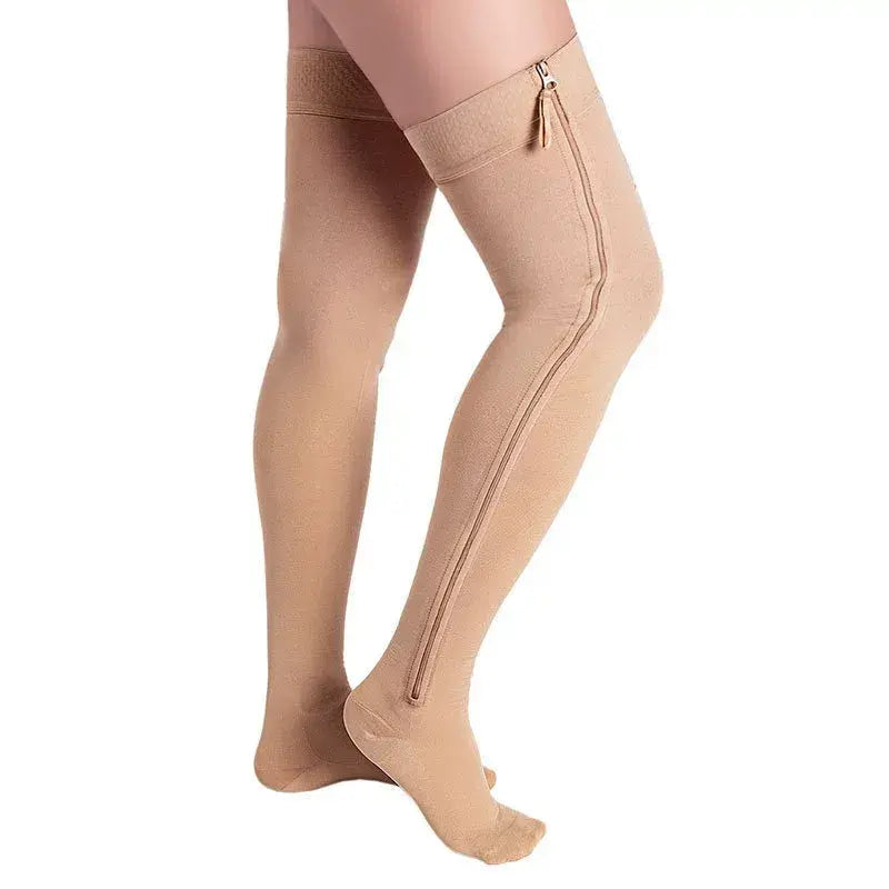Side-Zip Compression Socks - Nude - 4XL - image 1