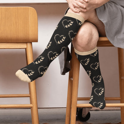 Plus Size Colorblock Heart Compression Socks - Apricot(1 Pair) - 4XL - image 3
